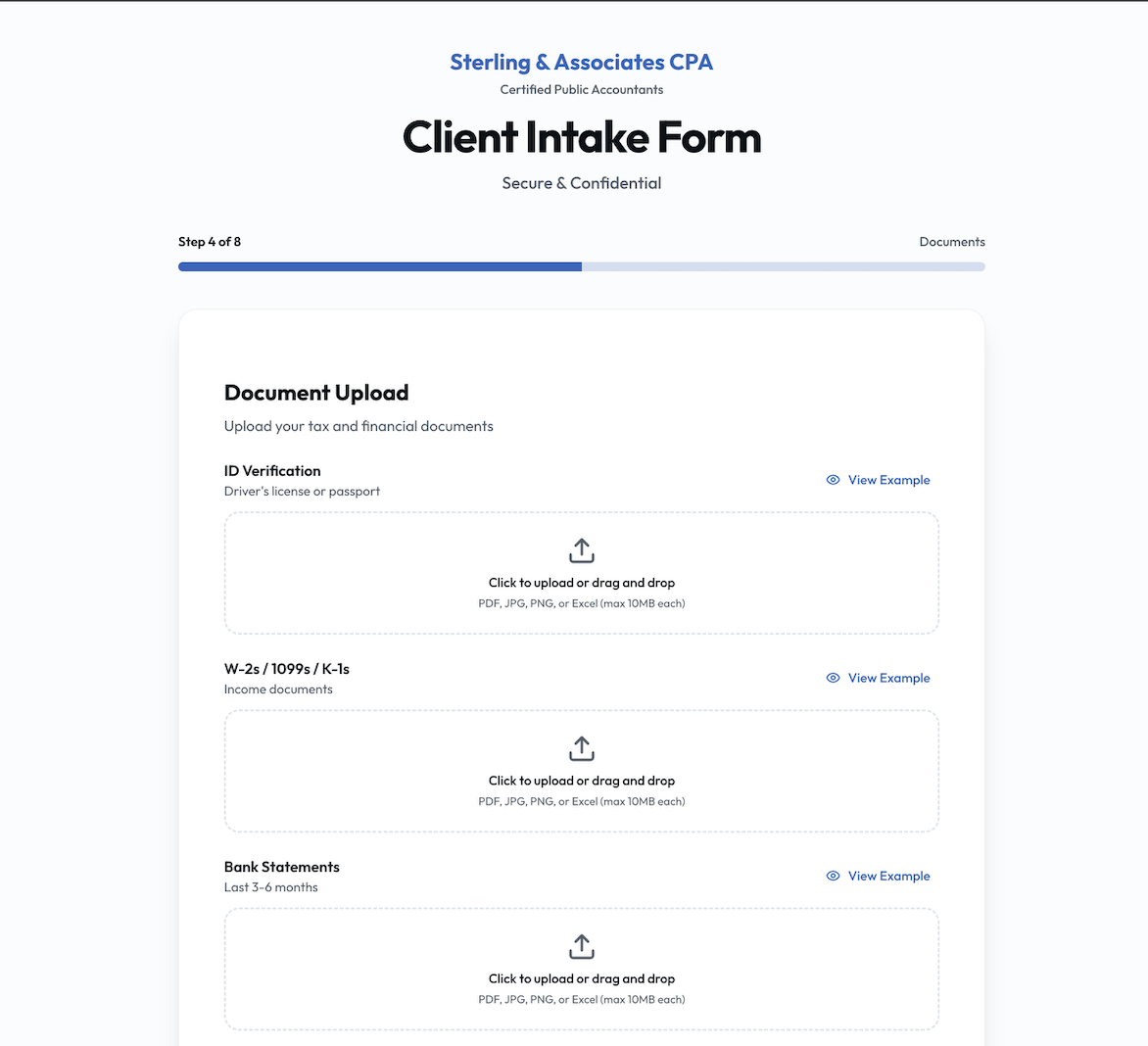 Altiro client intake document upload